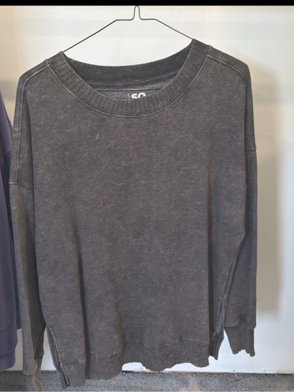 SO Clothing Women’s Classic Crewneck Pullover Sweatshirt Charcoal Size Large